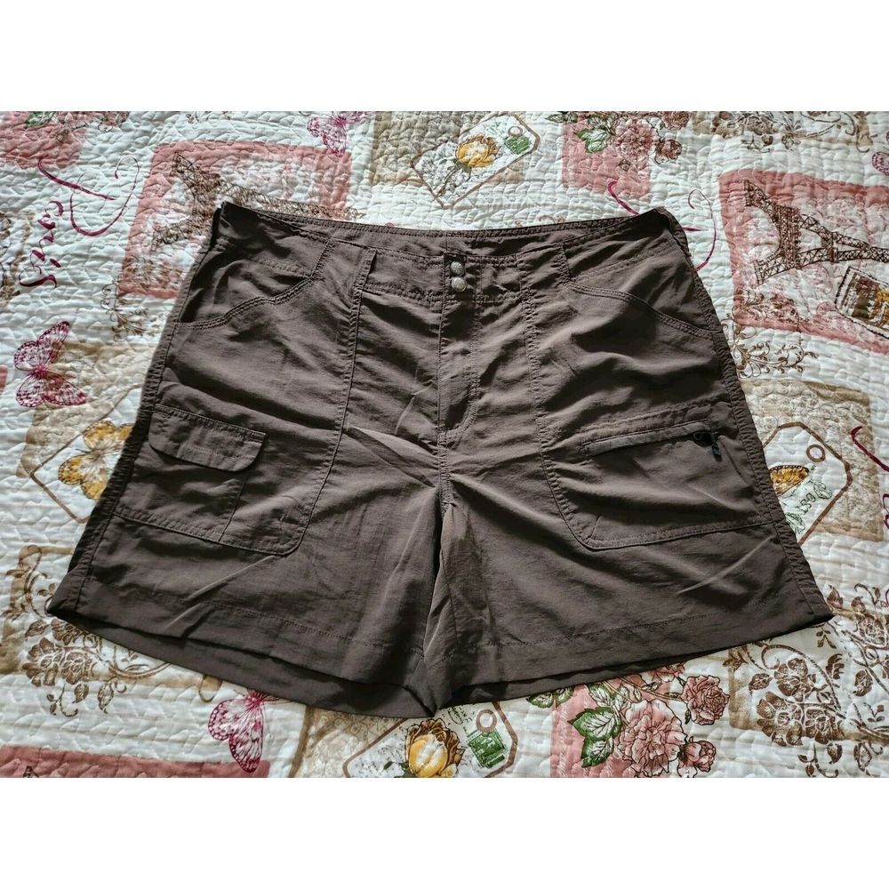 Women's Outdoor Nylon Shorts Cargo Pockets Hiking Brown Size 14